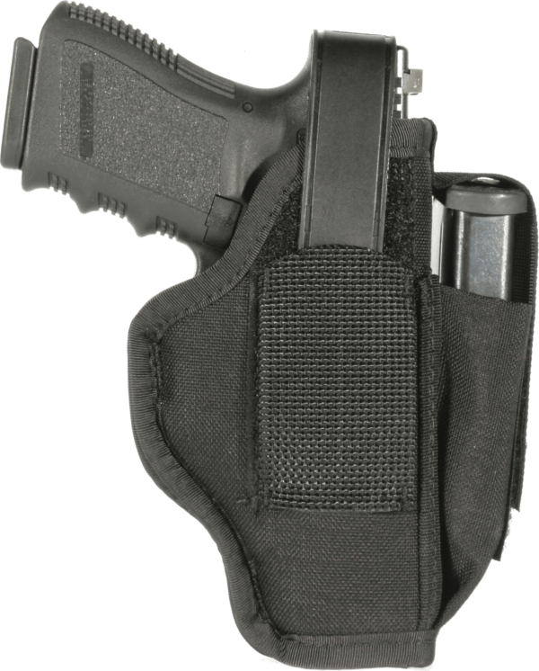 Blackhawk 40AM36BK Multi-Use with Mag Pouch OWB Up to 2.25″ Sm Frame 5/6 Rd Revolver w/Spur Nylon Black