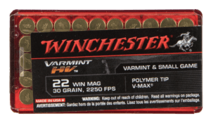 Winchester Ammo S22M2PT Varmint HV 22 WMR 30 gr 2250 fps Hornady V-Max (VMX) 50rd Box