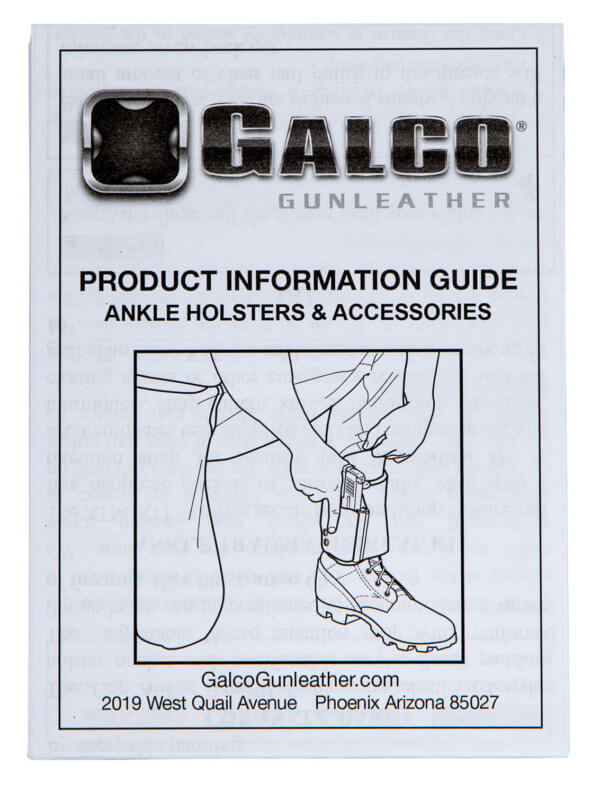 Galco AG160B Ankle Glove  Size Fits Ankles up to 13 Black Leather Hook & Loop Fits S&W J Frame Fits Charter Arms Undercover Right Hand”