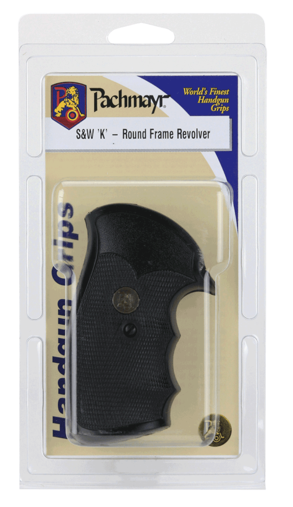 Pachmayr 03264 Gripper Grip Checkered Black Rubber with Finger Grooves for S&W K/L Frame with Square Butt