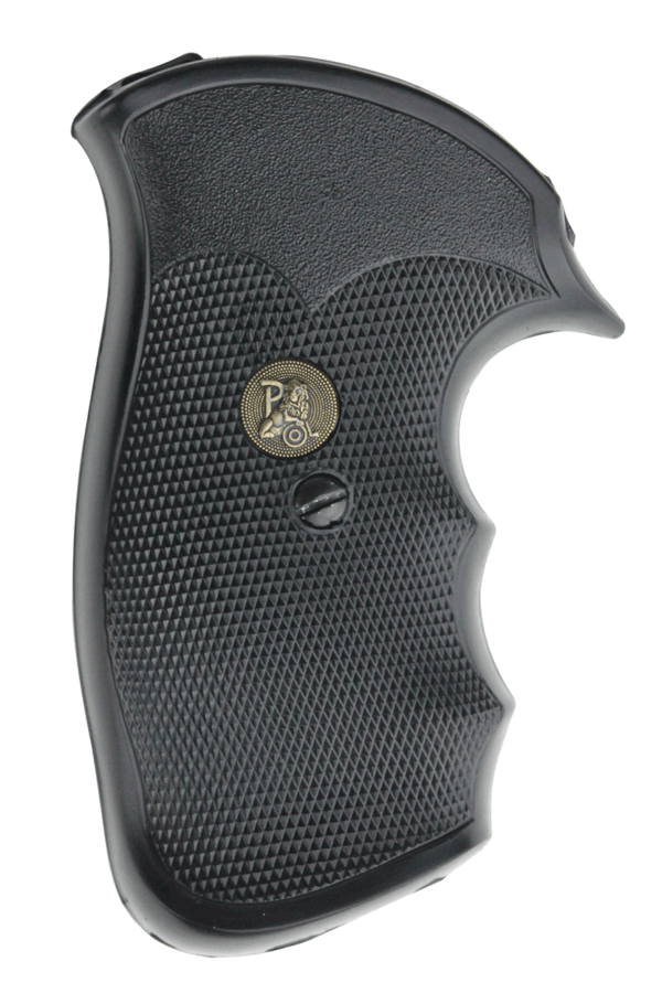 Pachmayr 03266 Gripper Grip Checkered Black Rubber with Finger Grooves for S&W K/L Frame with Round Butt