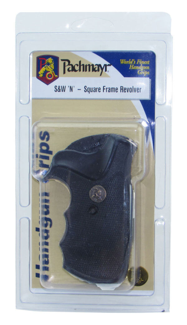 Pachmayr 03292 Gripper Grip Checkered Black Rubber with Finger Grooves for S&W N Frame