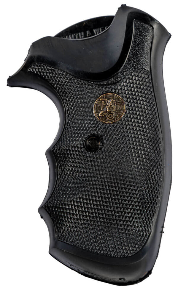 Pachmayr 03249 Gripper Grip Checkered Black Rubber with Finger Grooves for S&W J Frame with Round Butt
