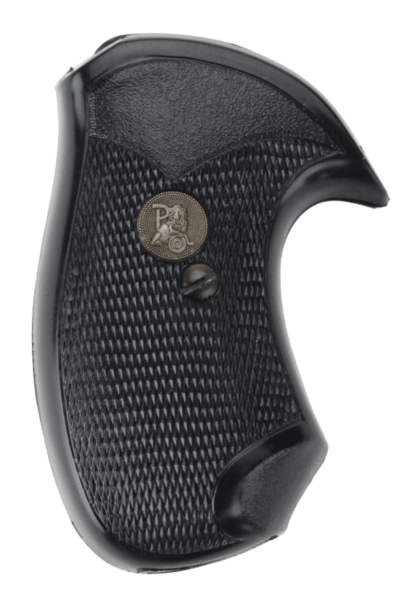 Pachmayr 03147 Compact Grip Checkered Black Rubber with Finger Grooves for Small Rossi Revolvers