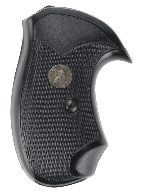 Pachmayr 03255 Compact Grip Checkered Black Rubber for S&W J Frame with Square Butt