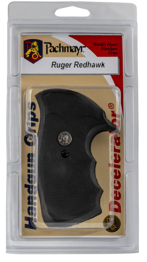 Pachmayr 05058 Decelerator Grip Checkered Black Rubber with Finger Grooves for Ruger RedHawk