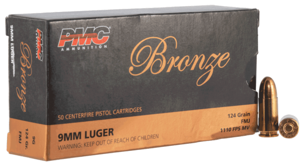 PMC 9G Bronze Target 9mm Luger 124 gr Full Metal Jacket (FMJ) 50rd Box