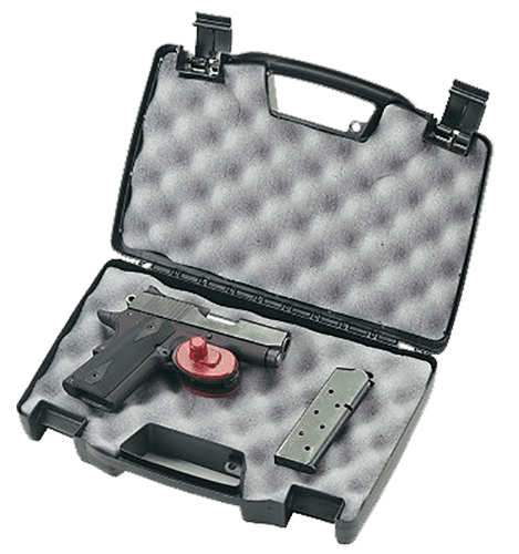 Plano 140300 Protector Pistol Case made of Polymer with Black Finish Heavy-Duty Latches Foam Padding & Lockable Tabs 11.50″ x 7.50″ x 2.75″ Interior Dimensions Holds Single Handgun