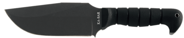 Ka-Bar 1278 Warthog Heavy Duty 6.75″ Fixed Clip Point Plain Black SK-5 High Carbon Blade TPR Black Handle