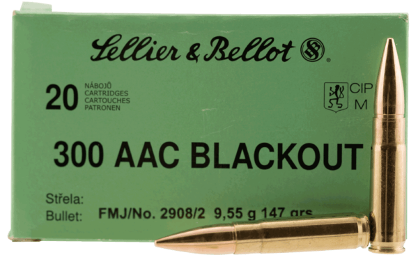 Sellier & Bellot 300BLKB Rifle 300 Blackout 147 gr Full Metal Jacket (FMJ) 20rd Box