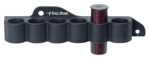 TacStar 1081210 Slimline SideSaddle 6 Round 12 Gauge Mossberg 500/590 Black Rubber with Aluminum Plating