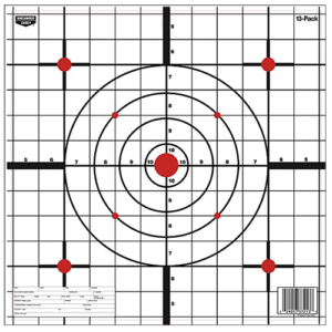Birchwood Casey 37213 EZE-Scorer Sight-In Hanging Paper 12″ Bullseye Black/White 13 Pack
