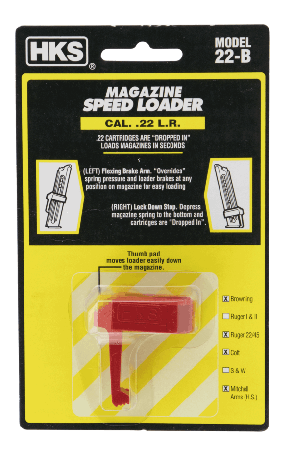 HKS 22B Speed Mag Loader Made of Plastic with Red Finish for 22 LR Pistols