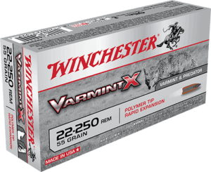 Winchester Ammo X22250P Varmint X 22-250 Rem 55 gr 3680 fps Polymer Tip Rapid Expansion 20rd Box