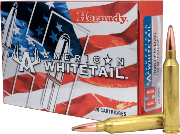 Hornady 80591 American Whitetail InterLock 7mm Rem Mag 139 gr InterLock Spire Point 20rd Box