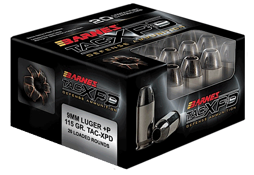 Barnes Bullets 21551 TAC-XPD 9mm Luger +P 115 gr Barnes TAC-XP Lead Free 20rd Box
