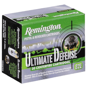 Remington Ammunition CHD38SBN Ultimate Defense 38 Special +P 125 gr Brass Jacket Hollow Point (BJHP) 20rd Box