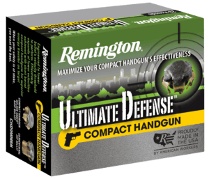 Remington Ammunition CHD9MMBN Ultimate Defense 9mm Luger 124 gr Brass Jacket Hollow Point (BJHP) 20rd Box