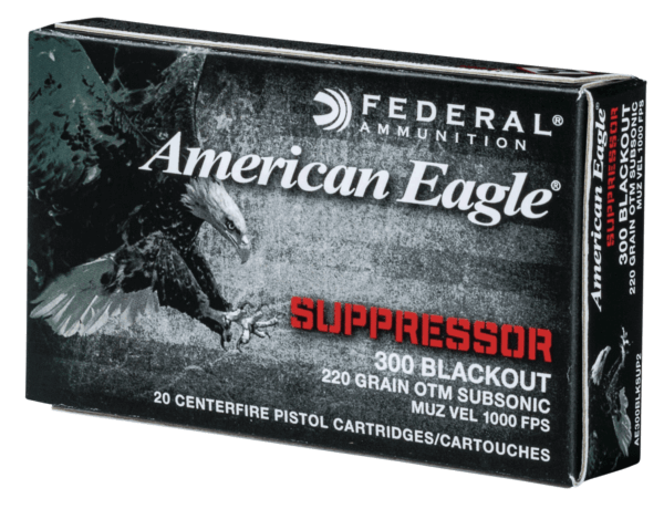 Federal AE300BLKSUP2 American Eagle Suppressor 300 BO 220 gr Open Tip Match (OTM) 20rd Box