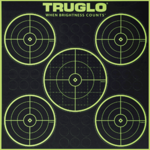 TruGlo TG11A12 Tru-See 5-Bull Target Black/Green Self-Adhesive Heavy Paper Universal Fluorescent Green 12 Pack Includes Pasters