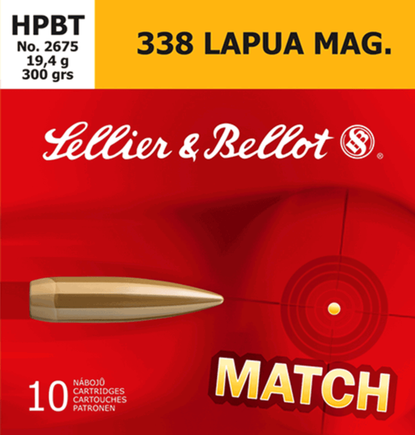 Sellier & Bellot SB338LMB Rifle 338 Lapua Mag 300 gr Hollow Point Boat Tail (HPBT) 10rd Box
