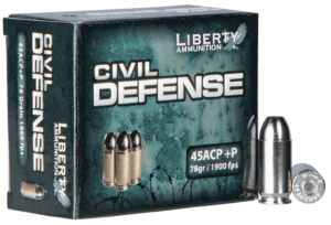 Liberty Ammunition LACD45013 Civil Defense Protection 45 ACP +P 78 gr Lead-Free Fragmenting Hollow Point (LFFHP) 20rd Box