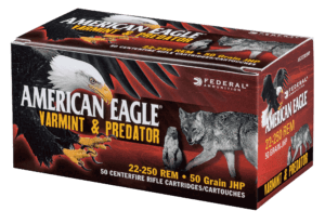 Federal AE22350VP American Eagle Varmint & Predator 223 Rem 50 gr Jacketed Hollow Point (JHP) 50 Per Box/5 Cs