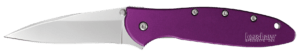 Kershaw 1660PUR Leek 3″ Folding Drop Point Plain Bead Blasted 14C28N Steel Blade Purple Anodized Aluminum Handle Includes Pocket Clip