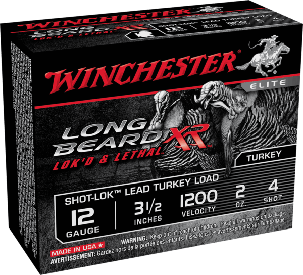 Winchester Ammo STLB12L4 Long Beard XR Shot-Lok 12 Gauge 3.50″ 2 oz 1200 fps 4 Shot 10rd Box