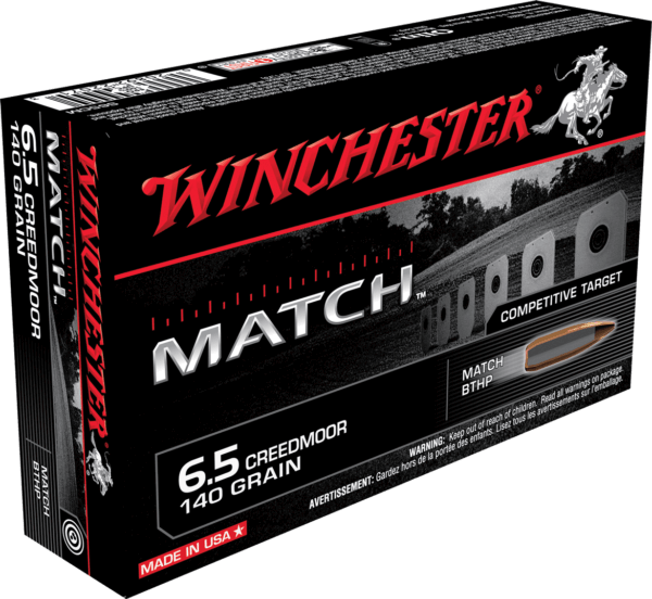 Winchester Ammo S65CM Match 6.5 Creedmoor 140 gr Sierra MatchKing BTHP (SMBTHP) 20rd Box