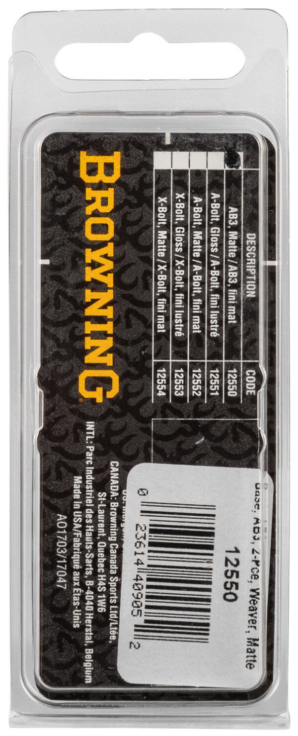 Browning 12550 Two-Piece Scope Base Weaver Style Aluminum Black Matte Browning AB3