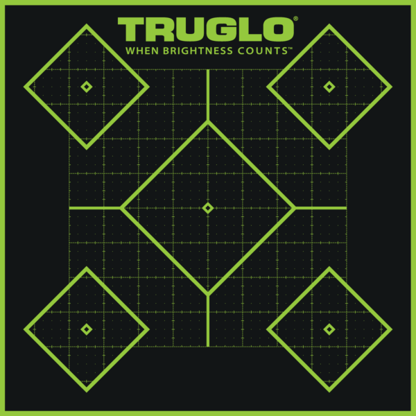 TruGlo TG14A6 Tru-See 5- Diamond Target Black/Green Self-Adhesive Heavy Paper Yes Impact Enhancement Fluorescent Green 6 Pack Includes Pasters