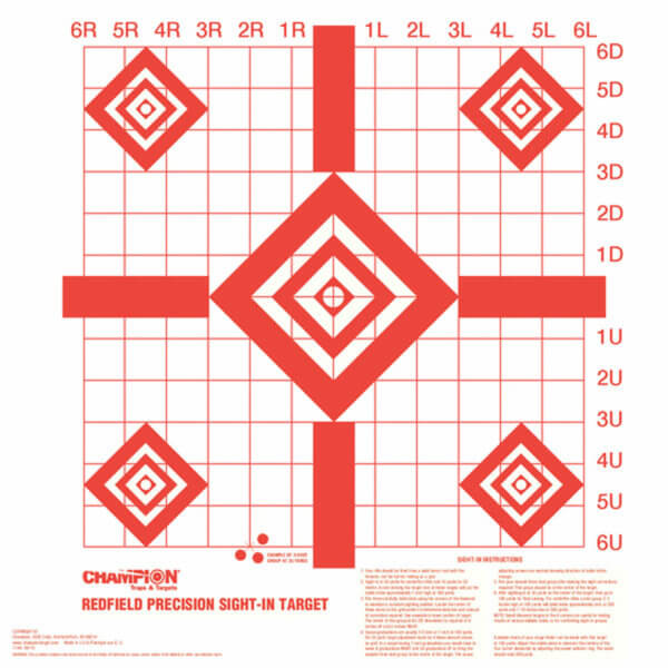 Champion Targets 47388 Redfield Sight-In Diamond Paper Pistol/Rifle 16″ x 16″ White/Red 10 Pk.