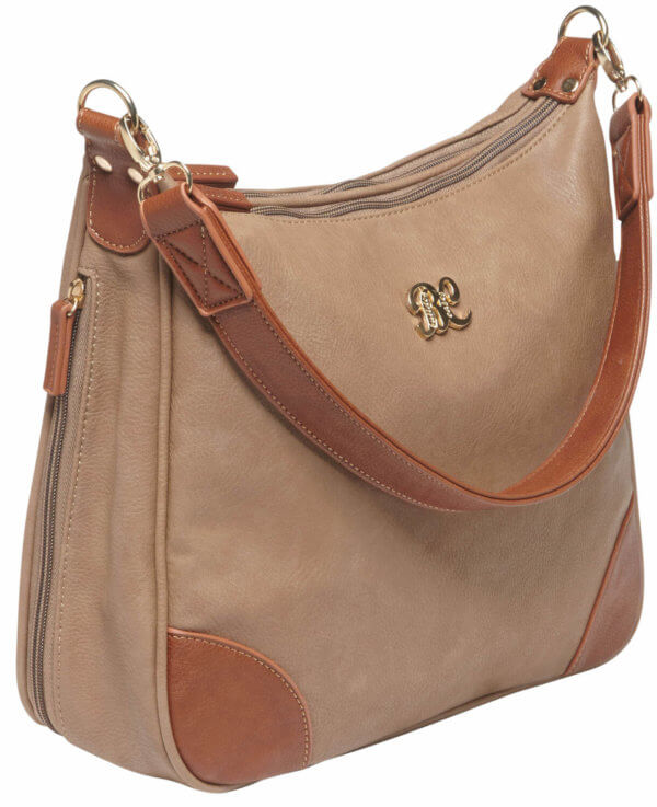 Bulldog BDP014 Hobo Purse w/Holster Taupe w/Tan Trim Leather for Small Autos & Revolvers Ambidextrous Hand