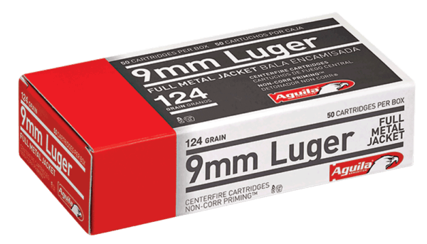 Aguila 1E092110 Target & Range Handgun 9mm Luger 124 gr Full Metal Jacket 50rd Box