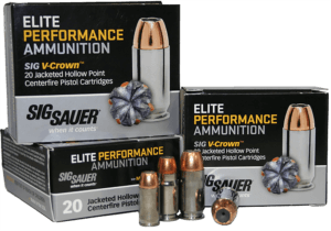 Sig Sauer E9MMA136520 Elite V-Crown 9mm Luger 115 gr Jacketed Hollow Point (JHP) 20rd Box