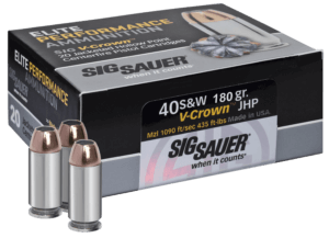 Sig Sauer E40SW220 Elite V-Crown 40 S&W 180 gr Jacketed Hollow Point (JHP) 20rd Box