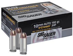 Sig Sauer E10MM120 Elite V-Crown 10mm Auto 180 gr Jacketed Hollow Point (JHP) 20rd Box
