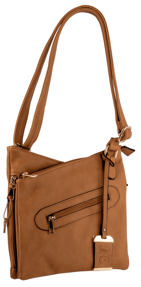 Bulldog BDP032 Cross Body Purse w/Holster Tan Leather for Small Autos & Revolvers Ambidextrous Hand