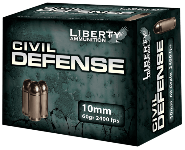 Liberty Ammunition LACD10032 Civil Defense Protection 10mm Auto 60 gr Lead-Free Fragmenting Hollow Point (LFFHP) 20rd Box