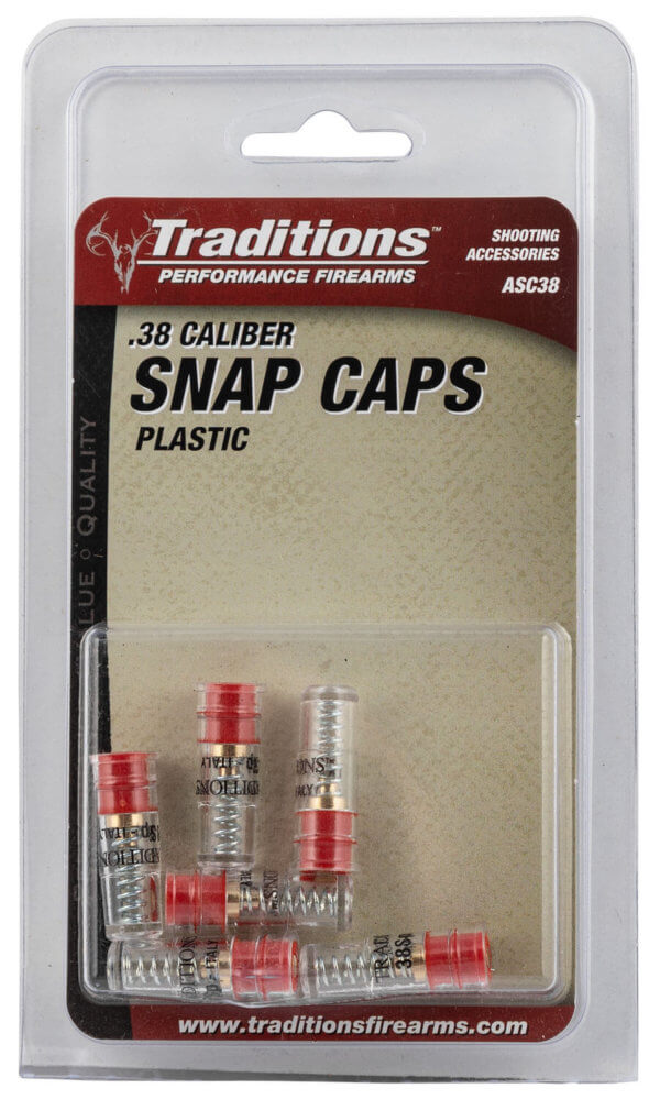 Traditions ASC38 Snap Caps Pistol 38 Special Plastic w/Brass Base 6 Pk