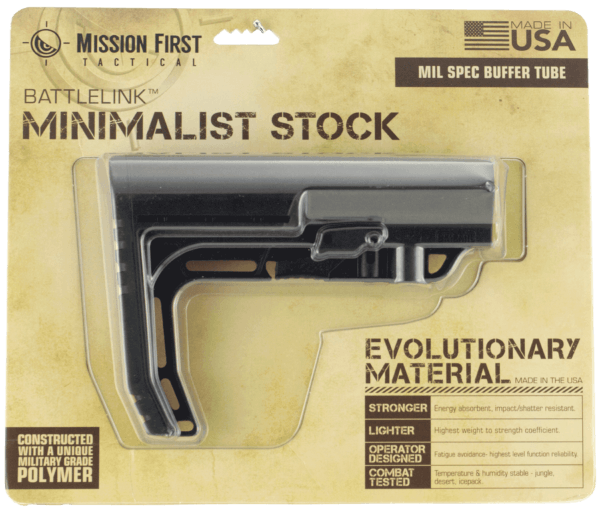 Mission First Tactical BMSMIL Battlelink Minimalist Stock Collapsible Black Synthetic for AR-15 M16 M4 with Mil-Spec Tube (Tube Not Included)