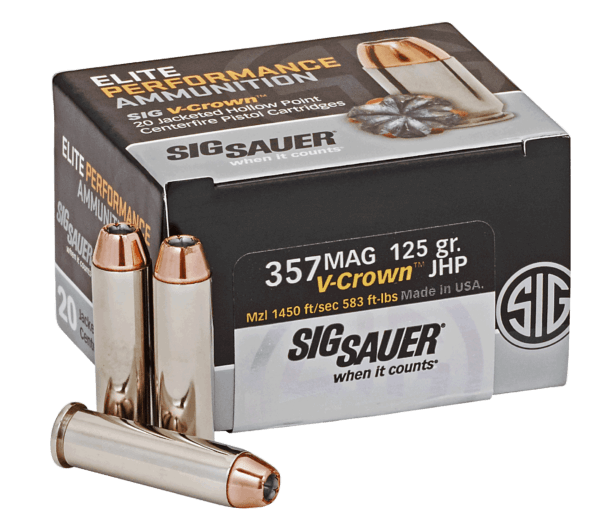 Sig Sauer E357M120 Elite V-Crown 357 Mag 125 gr Jacketed Hollow Point (JHP) 20rd Box
