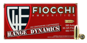 Fiocchi 380ARD10 Range Dynamics Pistol 380 ACP 95 gr Full Metal Jacket (FMJ) 100/10 Sold As Case