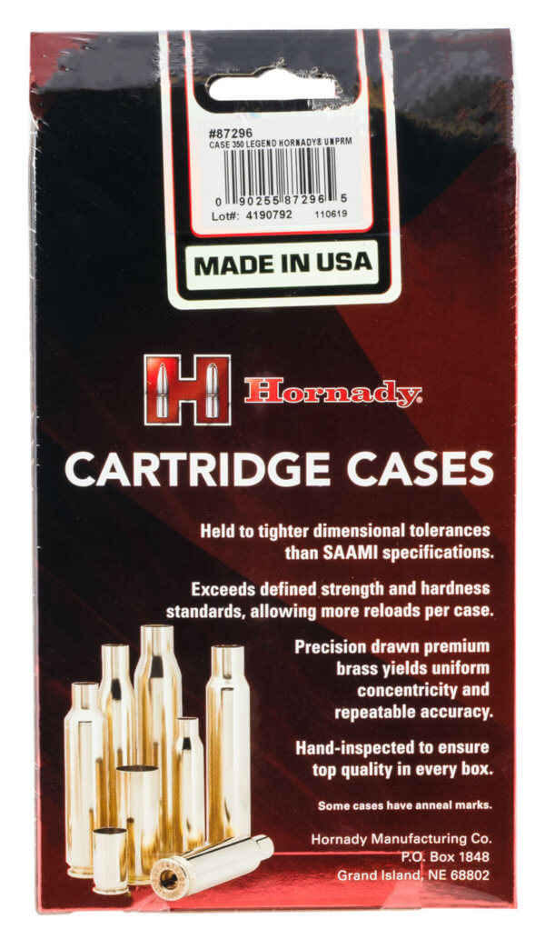 Hornady 87296 Unprimed Cases Cartridge 350 Legend Rifle Brass