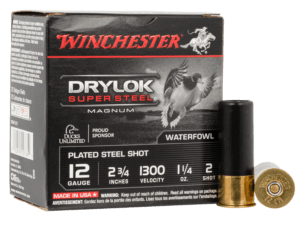 Winchester Ammo XSM122 DryLock Super Magnum 12 Gauge 2.75″ 1 1/4 oz 1300 fps 2 Shot 25rd Box