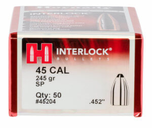 Hornady InterLock 45 Caliber .452 245 gr Spire Point (SP) 50