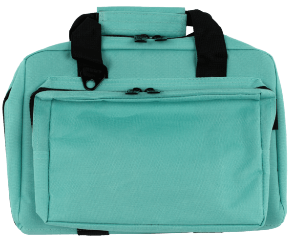 US PeaceKeeper P21102 Mini Range Bag Water Resistant Robin’s Egg Blue 600D Polyester with 8 Mag Pockets Lockable Zippers & Wraparound Handles 12.75″ L x 8.75″ H x 3″ D Exterior Dimensions