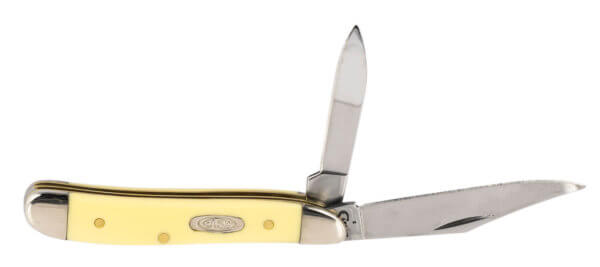Case 00030 Peanut 2.10″/1.53″ Folding Clip/Pen Plain Tumble Polish Chrome Vanadium Blade/Smooth Yellow Synthetic Handle