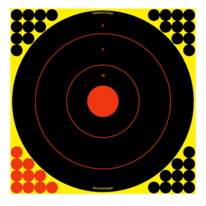 Birchwood Casey 34186 Shoot-N-C Hanging Adhesive Paper Universal Black/Red 200+ yds Bullseye Includes Pasters 12 PK